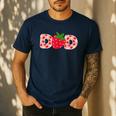 Dad Strawberry First Birthday Family Strawberry Men's Casual T-Shirt Navy