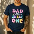 Dad Of The Sweet One 1st Birthday Donut Bday Party Men's Casual T-Shirt Navy Dad Of The Sweet One 1st Birthday Donut Bday Party Men's Casual T-Shirt Navy
