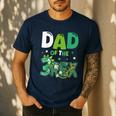 Dad Of The Three Rex Birthday Dinosaur Family Matching Men's Casual T-Shirt Navy