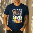 Dad Of The Wild Two Zoo 2nd Birthday Safari Jungle Animal Men's Casual T-Shirt Navy Dad Of The Wild Two Zoo 2nd Birthday Safari Jungle Animal Men's Casual T-Shirt Navy