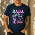 Dada Of The Birthday For Girl Dinosaur T-Rex Party Family Men's Casual T-Shirt Navy