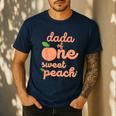 Dada Dad First Birthday One Sweet Peach Bday Family Matching Men's Casual T-Shirt Navy