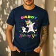 Daddy Of The Birthday Girl Dabbing Unicorn Princess And Dad Men's Casual T-Shirt Navy