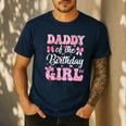 Daddy Of The Birthday Girl Family Pink Coquette Bow Men's Casual T-Shirt Navy