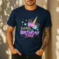 Daddy Of The Birthday Princess Girl Dad Unicorn Bday Party Men's Casual T-Shirt Navy
