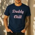 Daddy Chill Pink Distressed Men's Casual T-Shirt Navy