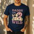 Daddy Of The Two Wild Zoo 2nd Birthday Safari Jungle Animal Men's Casual T-Shirt Navy