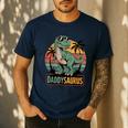 Daddysaurus T Rex Dinosaur Daddy Saurus Family Matching Dad Men's Casual T-Shirt Navy