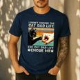 I Didn't Choose The Cat Dad Life Funny Cat Lovers Vintage Men's Casual T-Shirt Navy