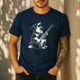 Dog Guitarist Guitar Australian Shepherd Dad Mom Men's Casual T-Shirt Navy