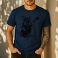 Dog Guitarist Guitar Pembroke Welsh Corgi Dad Mom Men's Casual T-Shirt Navy