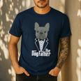 The Dogfather French Bulldog Dad Frenchie Papa T-Shirt Small Men's Casual T-Shirt Navy