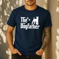 The Dogfather Tee Fathers Day Dad Dog Lover Schnauzer For Men Women Girls Kids Men's Casual T-Shirt Navy