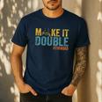 Make It A Double Twin Dad New Dad Expecting Twins Men's Casual T-Shirt Navy Make It A Double Twin Dad New Dad Expecting Twins Men's Casual T-Shirt Navy
