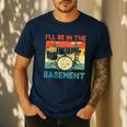 Drumming Basement Drum Set Drummer Rock Dad Grandpa Men's Casual T-Shirt Navy