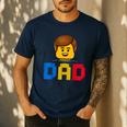 Family Dad Master Builder Building Bricks Blocks Fathers Day Men's Casual T-Shirt Navy