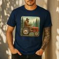 Farmer Men Tractor Rancher Farm Dad Distressed Men's Casual T-Shirt Navy