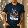 Fast Food Deer Hunting Hunter Dad Tail Buck Men's Casual T-Shirt Navy