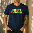 Fatherly Powers Unleashed Gamer Super Dad From Wife & Kids Men's Casual T-Shirt Navy