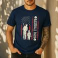 Father's Day Baseball Papa USA Flag Dad Men Baseball Men's Casual T-Shirt Navy
