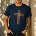 Father's Day For Dad Husband Blessed Dad Christian Men's Casual T-Shirt Navy