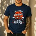My Favorite Basketball Player Calls Me Pop Pop Funny Dad Men's Casual T-Shirt Navy