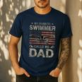 My Favorite Swimmer Calls Me Dad Fathers Day Men's Casual T-Shirt Navy My Favorite Swimmer Calls Me Dad Fathers Day Men's Casual T-Shirt Navy