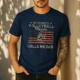 My Favorite Volleyball Player Calls Me Dad USA Flag Men's Casual T-Shirt Navy