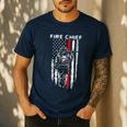 Fire Chief American Flag Gifts For Fire Chief Dad Grandpa Men's Casual T-Shirt Navy