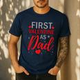 My First Valentine As Dad 2025 For a Proud New Father Men's Casual T-Shirt Navy My First Valentine As Dad 2025 For a Proud New Father Men's Casual T-Shirt Navy