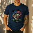 Fishing 4th July Full Time Dad Part Time Hooker On-Back Men's Casual T-Shirt Navy