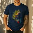 Fishing Shirts PEACOCK BASS Fishing Art Shirt For Dad Men's Casual T-Shirt Navy