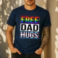 Free Dad Hugs LGBT Gay Pride Month Transgender Rainbow Flag Men's Casual T-Shirt Navy