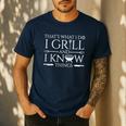Fun I Grill And Know Things Meat Lover Barbecue Dad Small Men's Casual T-Shirt Navy