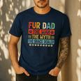 Fur Dad Man Myth Snack Dealer Paw Cat Dog Father's Day Men's Casual T-Shirt Navy