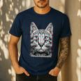 Glitch Weird Cat Kitten Optical Illusion Cat Mom Dad Men's Casual T-Shirt Navy Glitch Weird Cat Kitten Optical Illusion Cat Mom Dad Men's Casual T-Shirt Navy