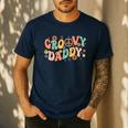 Groovy Daddy Birthday Party Peace Sign Dad 60s 70s Hippie Men's Casual T-Shirt Navy