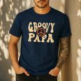 Groovy Papa 70s Aesthetic Nostalgia 1970's Retro Dad Men's Casual T-Shirt Navy