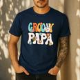 Groovy Papa Dad Retro Hippie 60s 70s Party Outfit Men Men's Casual T-Shirt Navy