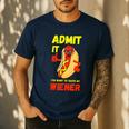 Hilarious Hot Dog Dad Joke Text Pun Dirty Joke -Barbecue Men's Casual T-Shirt Navy