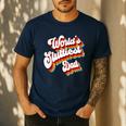 Humor Sarcastic Father's Day Adult Jokes World's Sluttiest Dad Small Men's Casual T-Shirt Navy
