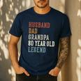 Husband Dad Grandpa 80 Year Old Legend 80th Birthday Men's Casual T-Shirt Navy