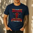 I'm Dad Grandpa Retired Firefighter Nothing Scares Me Men's Casual T-Shirt Navy