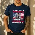 I'm A Dad Grandpa And Veteran Papa Grandpa Fathers Day Men Men's Casual T-Shirt Navy