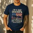 I'm A Dad Grandpa And Veteran Patriotic US Flag Veterans Day Men's Casual T-Shirt Navy