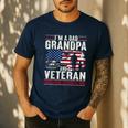 I'm A Dad Grandpa And Veteran Retro Papa Grandpa Men's Casual T-Shirt Navy