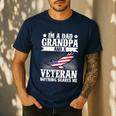 I'm A Dad Grandpa And A Veteran US Flag Veterans Day Men's Casual T-Shirt Navy