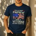 I'm A Dad Papaw And Veteran Retro Dad Papa Grandpa Men's Casual T-Shirt Navy