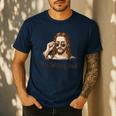 I'm Telling Dad Jesus Wearing Sunglasses Christian Fathers Men's Casual T-Shirt Navy