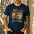 Just A Dad Who Always Came Back With The Milk Daddy Men's Casual T-Shirt Navy